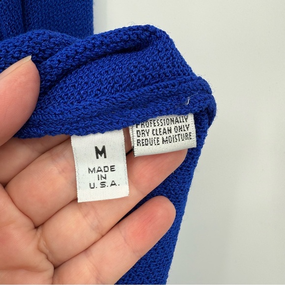 St. John Collection Royal Blue Santana Knit Button Up Sweater Cardigan Size M - Picture 8 of 10